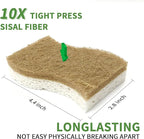 16 Pack Biodegradable Natural Kitchen Sponge - Compostable Cellulose and Coconut Walnut Scrubber Sponge - Eco Friendly Sustainable Sponges for Dishes