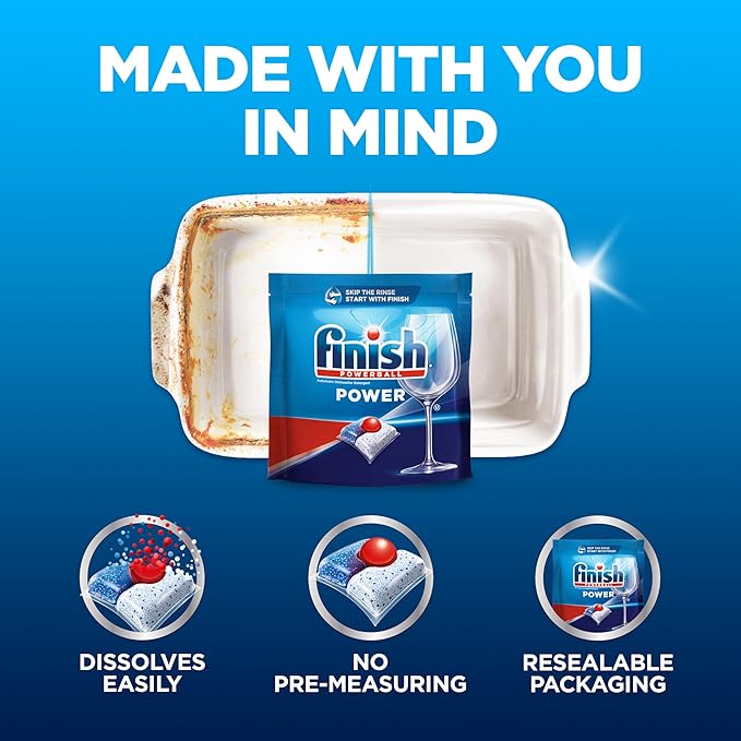 Finish Power Dishwasher Pods,No Pre-Rinse Dishwasher Detergent Soap for Deep Clean & Shine with Degreasing Power,43 Count (Pack of 4)