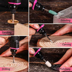 Mini Cordless Rotary Tool:DEKOPRO 3.7V Rotary Tool Variable Speed Display with Type-C Charging, Power Rotary Tool with 70 Accessories for Sanding, Engraving, Polishing, Drilling, Cutting, DIY (Pink)