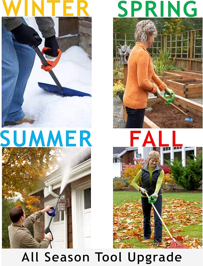 Back-Saving Tool Handle Attachment, EVR-Grip Upgrade, Labor-Saving Ergonomic Shovel Add-on Handle Green