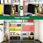 IZEUK 5-Tier Storage Shelving Unit with Wheels, Adjustable Heavy Duty Steel Wire Rack Organizer (Chrome, 17.7" D x 47.2" W x 76.7" H, 1750 lbs Capacity) for Garage, Kitchen, Pantry, Laundry, Basement