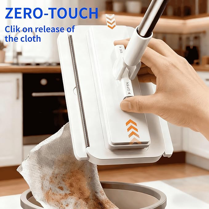Snap Grip Mini Mop No-Touch Automatic Gripping Mopa Desechable para Polvo Mini Lazy Dust Mop & Sweeper Mops for Dry Wet Disposable Pads, Multi Surface Floor Cleaning (1 mop + 10 Cloths)
