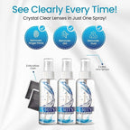 Purity Eyeglass Lens Cleaner Kit - 3 x 2oz Travel Size Lens Cleaner Spray Bottle + 2 Microfiber Cleaning Cloths - Safe for All Lenses (AR Coated Included), Eyeglasses and Screens - Clear