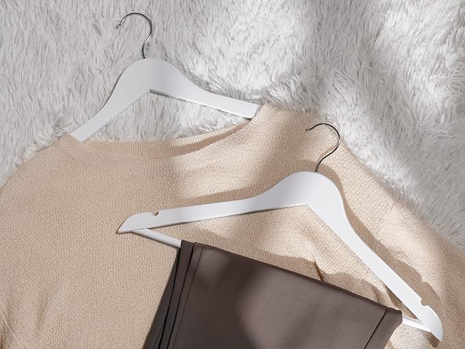 StorageWorks White Wooden Hangers 20 Pack, Heavy Duty Wood Hangers for Closet, Clothes Hangers for Coats, Bridesmaid Suits, Wedding Dress