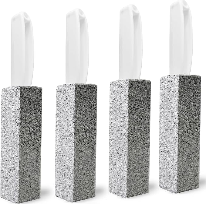 Pumice Stone Toilet Brush for Cleaning Toilet Bowl with Handle, Pumice Stick Pumice Scouring Pad for Cleaning, 4 Pack