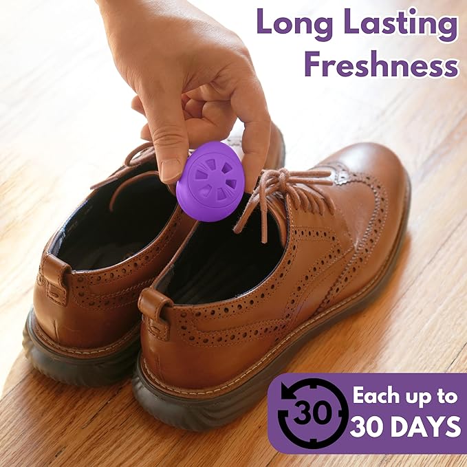 Air Jungles Shoes Deodorizer Ball 12 Ct, Lavender Scent, Odor Remover Balls for Sneakers, Gym Bags, Lockers, Closets, Hampers, and Drawers, Essential Oil Provides Natural Freshness