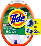 Tide Power Pods with Febreze Laundry Detergent Pacs, 45 Count, Botanical Rain Scent, All-Day Freshness