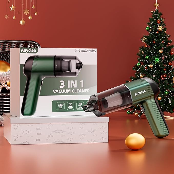 3 in 1 Car Vacuum Portable Cordless, 12000PA Strong Suction, 2 Suction Modes, Rechargeable with Type-C, Handheld Vacuum for Car, Office, Home, Pet