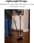 BirdRock Home Broom and Dustpan Set - Lobby Dust Pan - Orange and Grey Durable Set - Indoor or Outdoor - Sweep Combo Great for Kitchen, Home, Garage and Office - Clip On Self Cleaning Bristles