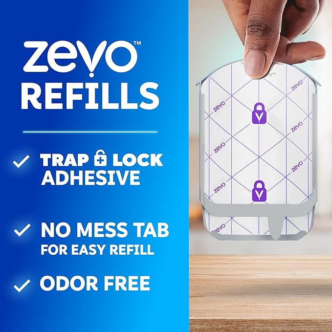 Zevo Flying Insect Trap Official Refill Cartridges - Fits Both Zevo Trap & MAX Indoor Fly Trap - Authentic Trap+Lock Technology to Catch Gnats, House & Fruit Flys (8 Official Refill Cartridges)