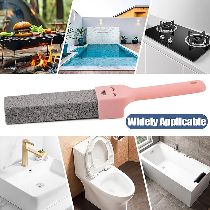 Navona 68 Pack Pumice Stone Scouring Sticks with 8 Universal Handles, Grey Pumice Cleaner for Toilets, Bathrooms & Multi-Surface Hard Water Stain and Limescale Removal