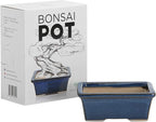 Leaves and Soul Complete Bonsai Set - Small Blue Rectangle Bonsai Pot | 160ft of Bonsai Hobby Wire | Wire Cutter | Bonsai Soil | Bonsai Fertilizer | Storage Bag