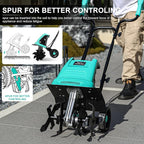 13.5 Amp 12 Inch Electric Tiller/Cultivator with 4 Steel Tines, 8'' Tilling Depth Small Garden Tiller for Gardening, Corded Rototiller with Adjustable Wheels