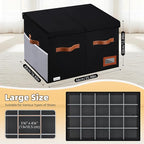 Supowin Shoe Organizer for Closet, Foldable Shoe Storage Bins with Lid & Adjustable Dividers, Fabric Shoe Box Storage Containers with Four Reinforced Handles, Fits 20 Pairs, 1 Pack, Black