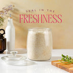 Half Gallon Glass Cookie Jars with Airtight Lids - Big Food Storage Containers for Kitchen Pantry - Dog Treats, Flour, Sugar, Biscotti, & Candy - 64oz Canisters Pack of 2