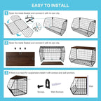 MSJGA Laundry Room Shelves Wall Mounted with Storage Basket - Stackable Wire Wall Shelves Organizer for Towels, Detergent, Tissues | Space-Saving Over Washer & Dryer, Small Spaces(11.8"Wx7.9"Dx8.5"H)