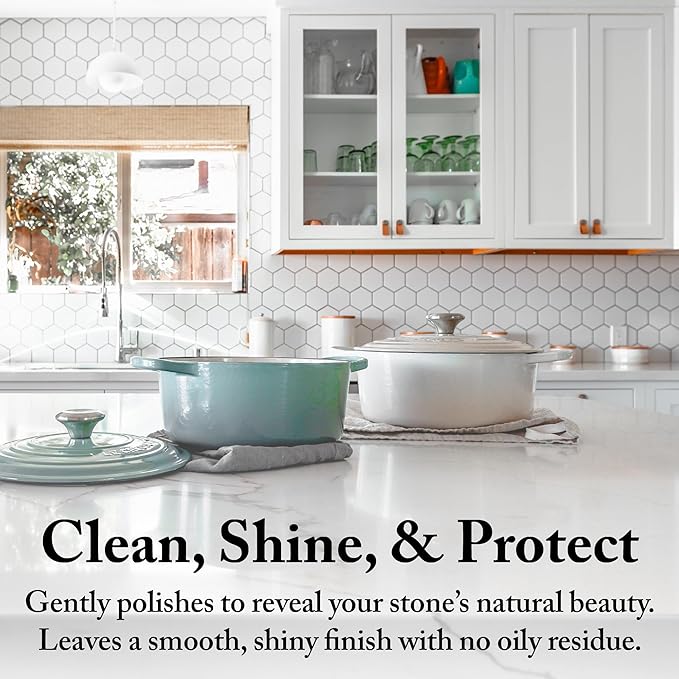 Goddard's Granite & Marble Spray Polish - Clean and Shine Countertops, Tile, and Stone with Carnauba Wax - Water Stain Protection, 23oz