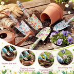 24 Pcs Floral Garden Shovels Bulk Gardening Gift for Women Heavy Duty Garden Tools Floral Hand Shovel for Mom Employees Birthday Thank You Gifts (Green Flowers)