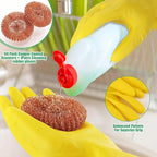 Hushee 50 Pack Copper Coated Scourers Rust Resistant Scrubbing Scouring Pad with 1 Pair of Rubber Household Cleaning Gloves Heavy Duty Copper Mesh Scourer for Dishes, Pots, Pans, and Ovens