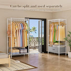 Golpart Coat Rack Clothes Wardrobe：Closet Organizer and Storage Clothing Garment Rack with Shelves Heavy Duty for Hanging Clothes Portable Adjustable White 15.8" DX69 WX76.5 H