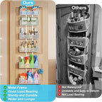 Hongtamoya Over The Door Organizer, Metal Hanging Door Organizer with 6 Adjustable Baskets and 5 Hooks, Behind The Door Storage for Closet Pantry Cabinet Kitchen Bathroom Bedroom, White