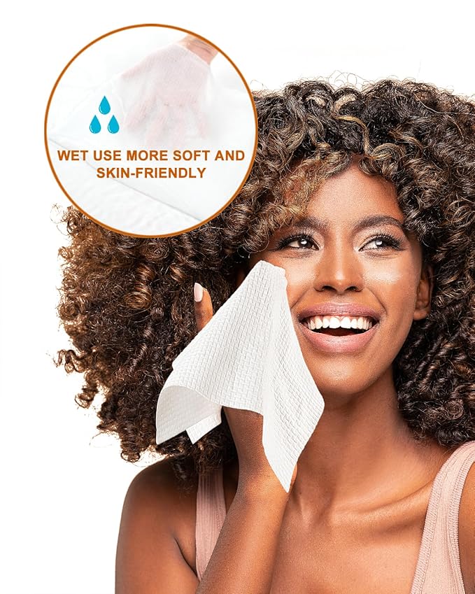 LUXU Large Disposable Face Towel,Extra Thick Soft Facial Towels Plant Fiber Facial Washcloth Biodegradable Dry Wipes for Sensitive Skin,Cruelty Free-100 Count