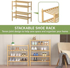 ROMGUAR CRAFT 4 Tier Bamboo Shoe Rack for Closet Free Standing Wood Shoe Shelf for Entryway Small Space Stackable 27"x11"x26" (Natural)