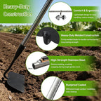 Garden Hoe for Weeding, Heavy Duty Draw Hoe Garden Tool for Plowing,Cultivating,Trenching, Ridging,Tilling Loosening Soil,Scraping Weeder with 74” Handle for Stand Gardening, Reduce Back Strain