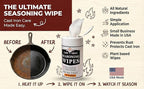 Cookware Care Cast Iron Seasoning Oil Wipes, 100 Wipes, Made in USA with Grapeseed Oil for Cast Iron Skillet, Blackstone Griddle (2 pack)