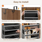 Mefirt Over The Door Organizer, 6 Shelf Door Hanging Organizers with 6 Large Capacity Pockets, Behind Door Storage Hanging Shelves for Closet Wall Bathroom Bedroom Nursery