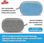Sponges Kitchen Dish Sponge for Washing Dishes Cleaning Kitchen, All-Purpose, 3 Pack, Non Scratch, Rough Scrubbers Side for Non-Stick Cookware, Soft Microfiber Scrub Side for Dishes, Mr. Scrub
