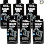Flitz Faucet Wax Plus - 7.6oz Bottle of USA-Made, Water-Based Faucet Cleaner & Polisher for Water Stains, Fingerprints, & More - Metal Wax for Bronze, Nickel, Chrome, Brass - Granite Polish (6 Pack)