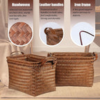 BROWNLILY Handwoven Clothes Basket Laundry Hampers Large Wicker Storage Baskets for Shelves Blankets Closet Storage Bins Car Bedroom Bathroom Organizers and Storage Bath (9, Brown)