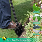 Lilyvane Half Moon Manual Lawn Edger - 36 Inch Long Handle- Heavy Duty Manual Edging Tool for Driveway, Sidewalk, Flower Bed, Landscaping Black