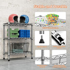 M MZG 750 lbs 3 Tier Shelf Metal Storage Shelves Wire Rack Closet Organizers with PP Board for Garage Kitchen Bathroom Laundry Chrome 11.8" D x 21.7" W x 28.6" H