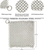 Cast Iron Cleaner - 6 Inch Stainless Steel Chain mail Scrubber for Cast Iron Pans Cleaner Chainmail Scrubber for Skillet, Wok, Pot, Dutch Ovens