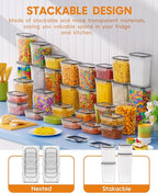 KEMETHY 30 PCS Airtight Food Storage Containers with Lids, Kitchen Pantry Organization and Storage, BPA-Free Plastic Scale Food Canisters for Cereal, Flour, Sugar, Dry Food, Include Labels & Marker