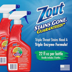 Zout Laundry Stain Remover Spray, Triple Enzyme Formula, 22 Ounce Bottles, 2-Pack