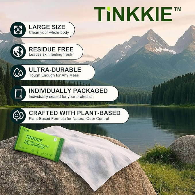 Extra Large Body Wipes (24" x 8"), 5X Bigger No Rinse Bathing Towelettes, Portable Cooling Cleansing Wipes 36 Pack for Gym, Camping, Hiking & Outdoor Sports