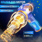 Car Vacuum Portable Cordless 17000Pa Cordless Mini Handheld Vacuums with LCD Display and Multi-Nozzles, High Power Wet and Dry for Car, Home, Office, Pet, Compact and Portable Design
