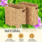 ELONG HOME Toilet Paper Storage for 9 Rolls, Water Hyacinth Wicker Toilet Paper Storage Holder, Toilet Paper Basket with Built-in Handles