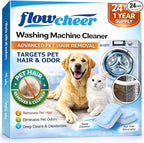 flowcheer Washing Machine Cleaner for Pet Hair & Odor Deep Cleaning Tablets for Washer Drum & Tub – Breaks Down Odor-Causing Buildup, Loosens Pet Hair Residue – 24 Tablets, 1 Year Supply