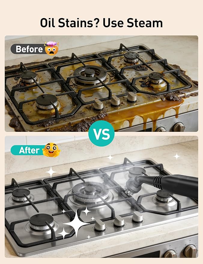 Aspiron Steam Cleaner, 293°F 58 PSI Powerful Multipurpose Handheld Steam Mop for Home Use, 21 Attachments, 50Oz Capacity, Heavy Duty Steamer for Carpets, Floors, Cars, Tiles, Crack Cleaning, Blue