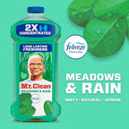 Mr. Clean All Purpose Cleaner, Floor Cleaner for Mopping Home, Bathroom, & Kitchen, Cleaning Liquid for Mop & Bucket, Cleaning Supplies, Multi-Surface Dilutable, Meadows & Rain, 41oz (Pack of 2)
