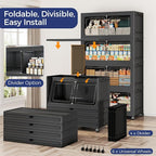 160GAL Extra Large Storage Bins with Lid, 640Qt Stackable Closet Organizers and Drawers, Collapsible Storage Bins with Wheels, Folding Containers for Home, Kitchen Office, 4Pack Black