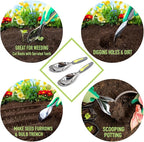Jardineer 2Pack Garden Trowel, Stainless Steel Hand Shovel with Ergonomic Handle, Multi-Use Soil Scoops for Digging, Planting, Transplanting, Cultivating(Blue)