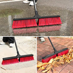 2PK 24" Push Broom Outdoor with 63" Long Handle and Stiff Bristles, Heavy Duty Outdoor Broom Brush for Workshop, Garage, Concrete, Patio and Deck Floor Sweeping