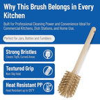 SPARTA Large Water Bottle Brush Ideal for Wide-Mouth Jars, Bottles and Tumblers, Dishwashing Tool with Handle for Home and Commercial Kitchens, Plastic, 12 Inches, Tan, (Pack of 6)