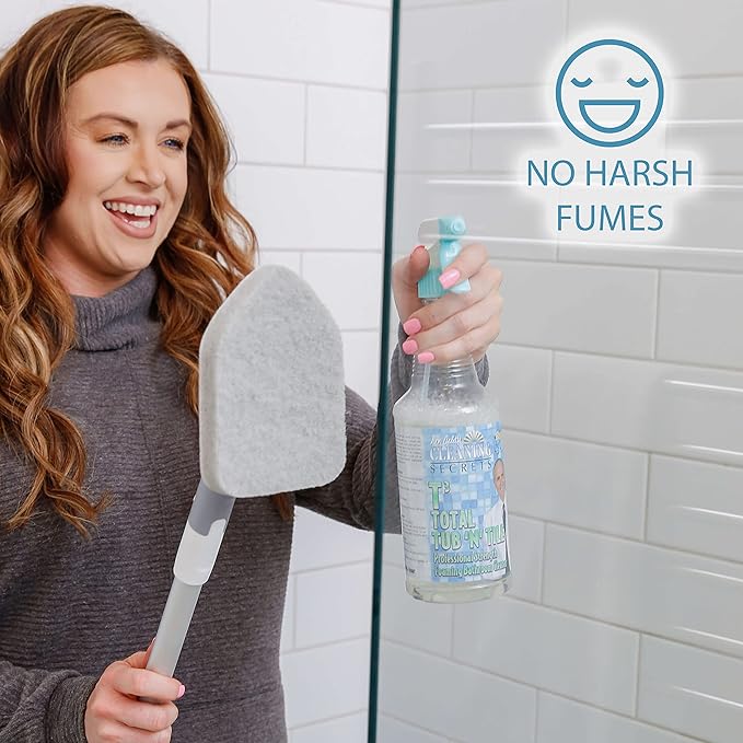 Don Aslett Tub n' Tile Foaming Bathroom Cleaner Set - 32 Oz Concentrated Formula | Cleaning Supplies for Shower Doors, Tile, Tub, and Sink