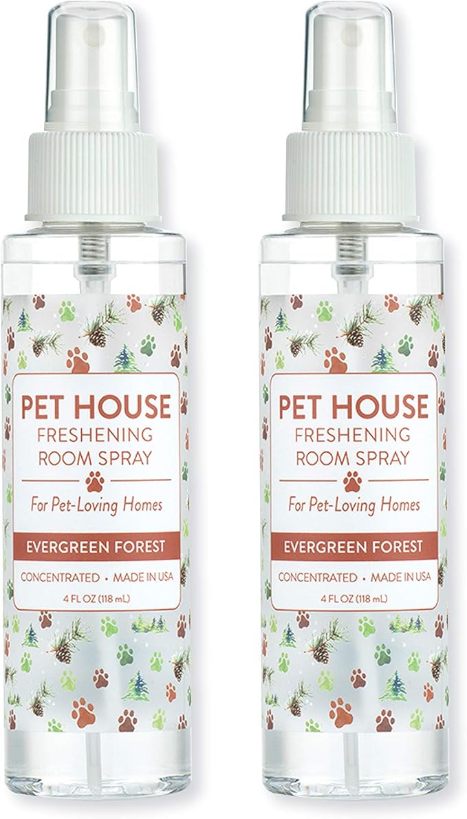 One Fur All Room Spray for Pet Odor, 4 OZ Concentrated Pet Friendly Air Freshener, Evergreen Forest Pack of 2
